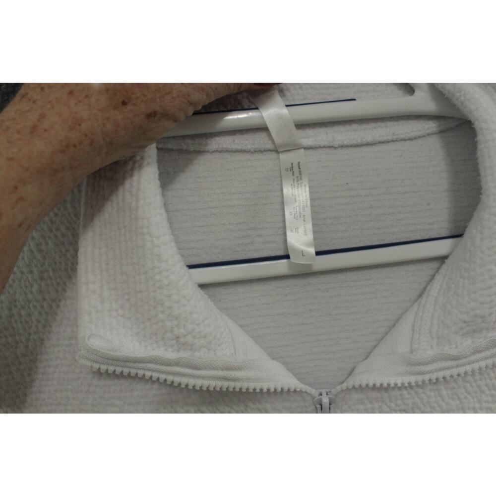 Ebb & Flow Athleisure Sweat Top Women's Large White Quarter Zip Kangaroo Pocket - Picture 4 of 7